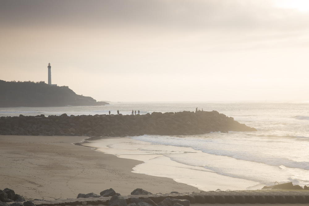 Lighthouse and Beach, Biarritz; Basque Country; France Lighthouse and Beach, Biarritz; Basque Country; France